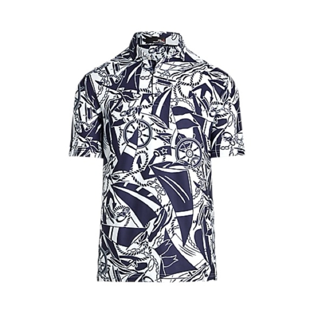 RLX navy blue white nautical small‎ Classic Fit Performance Polo Shirt